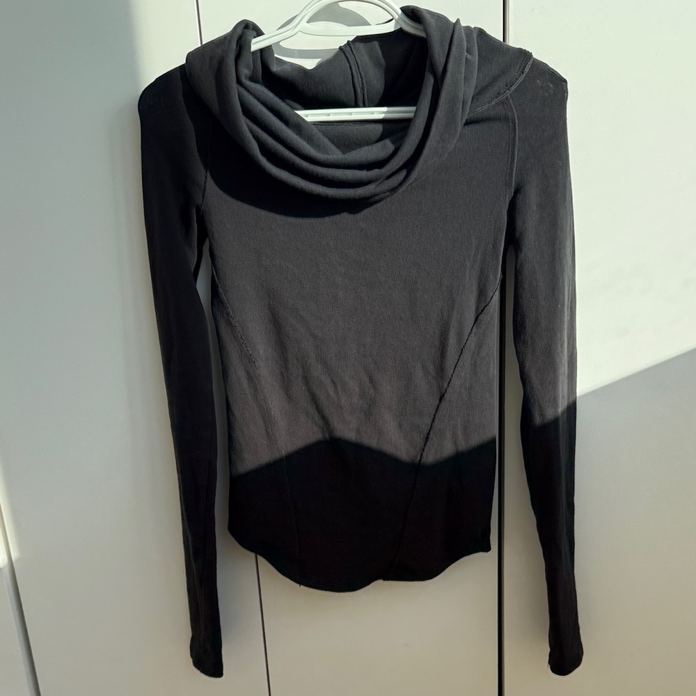 Free People Black Cowl Neck Long Sleeve Top